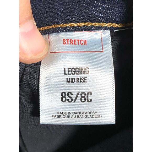 Express Jeans Legging Mid Rise Stretch Dark Wash Denim Womens 8S 8 Short NWT - Picture 12 of 13